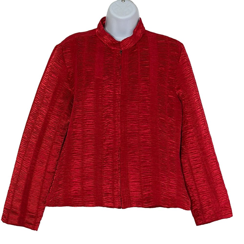 Anology Jacket Womens Large Red Dressy Short Zip